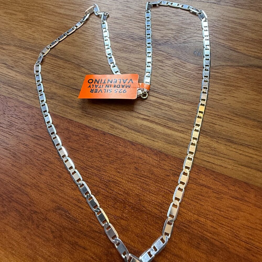 925 Sterling Silver Valentino Chain Necklace 18" – Made in Italy